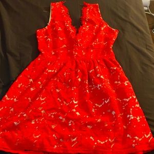 Red lace cocktail dress